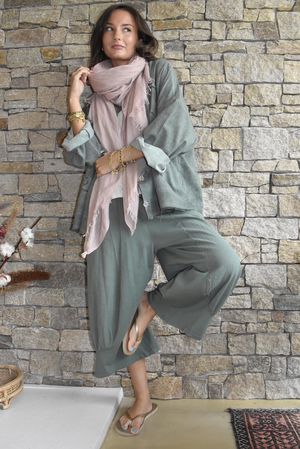 Hippie Shake Linen Blend Shirt Jacket Washed Khaki